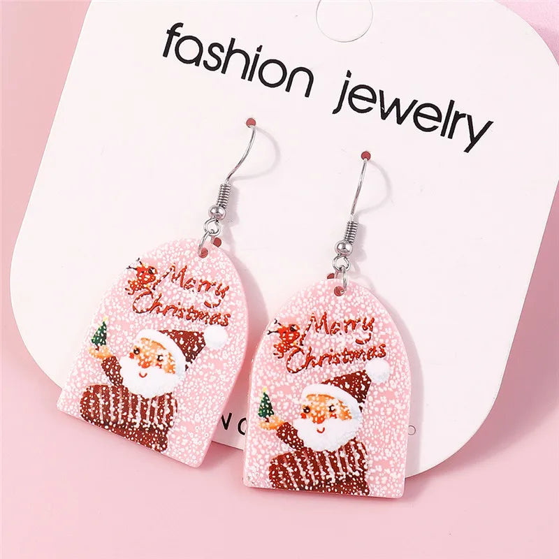 Hot Selling Mix Styles Merry Christmas Earrings Fashion Christmas Tree Deer Santa Drop Earrings New Year Jewelry Gifts