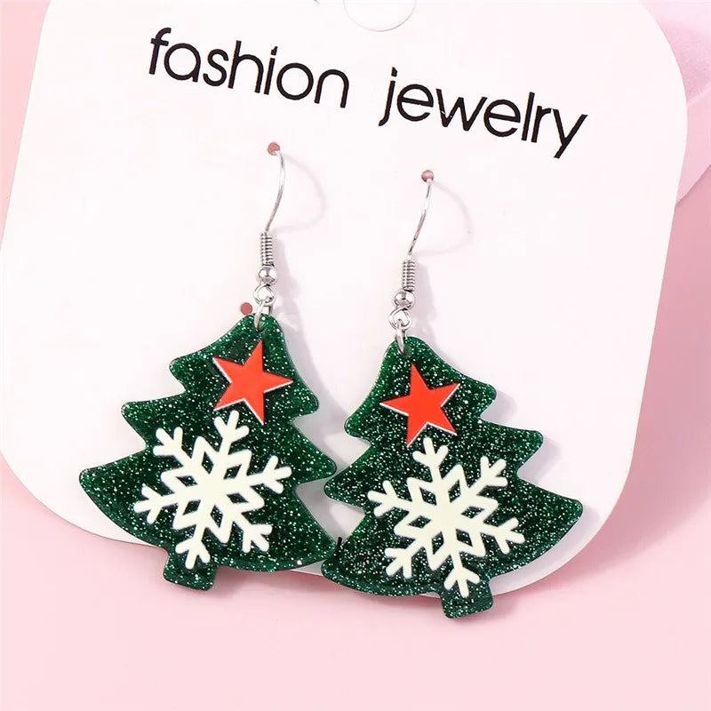 Hot Selling Mix Styles Merry Christmas Earrings Fashion Christmas Tree Deer Santa Drop Earrings New Year Jewelry Gifts