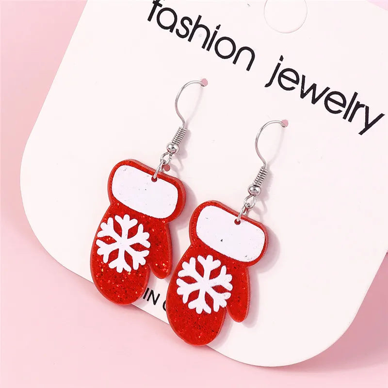 Hot Selling Mix Styles Merry Christmas Earrings Fashion Christmas Tree Deer Santa Drop Earrings New Year Jewelry Gifts