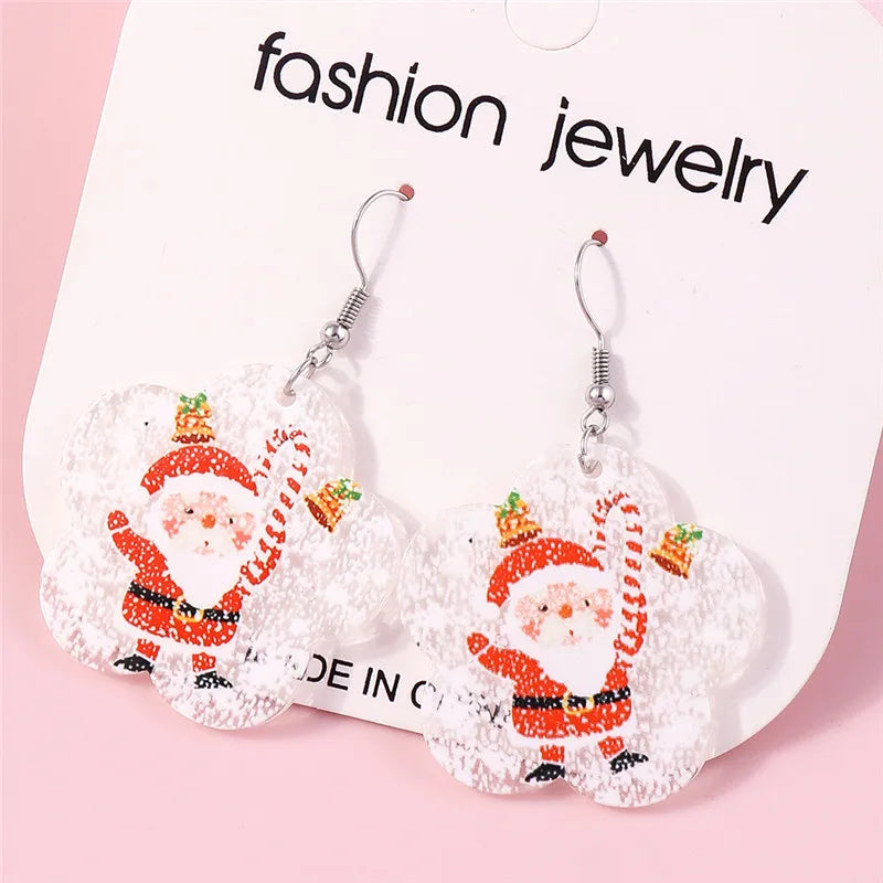 Hot Selling Mix Styles Merry Christmas Earrings Fashion Christmas Tree Deer Santa Drop Earrings New Year Jewelry Gifts