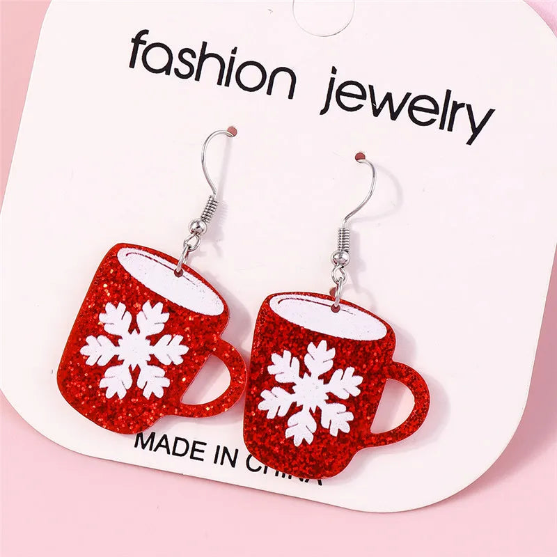 Hot Selling Mix Styles Merry Christmas Earrings Fashion Christmas Tree Deer Santa Drop Earrings New Year Jewelry Gifts