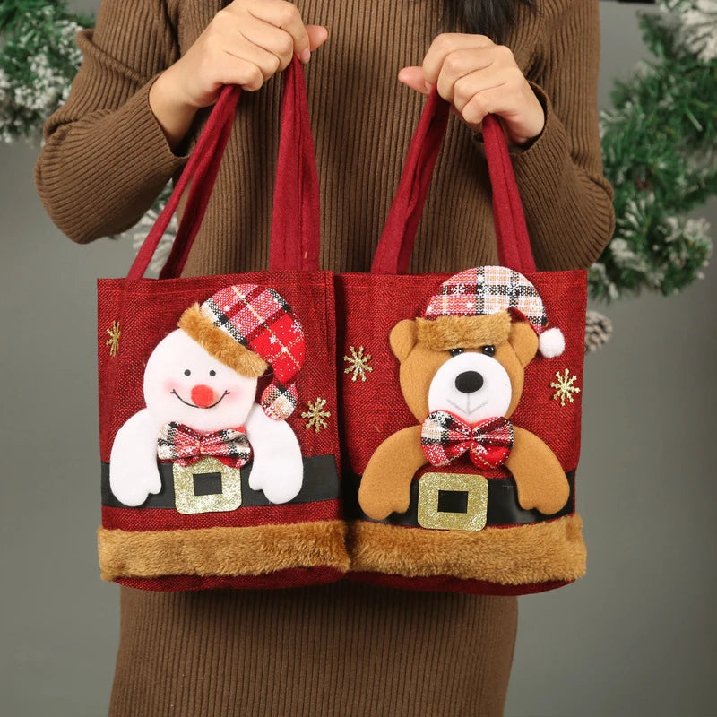 Christmas Gift Bag Linen Cloth New Year Children's Candy Handbag Christmas Eve Apple Storage Bag Xmas Santa Claus Wholesale 2023