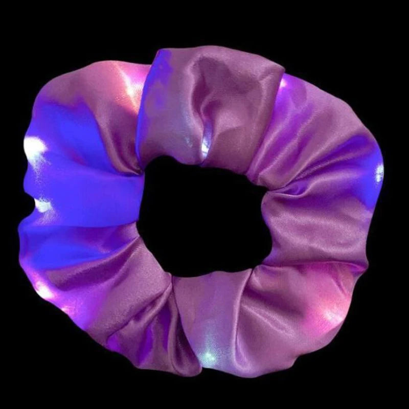 1/10 Pcs LED Luminous Scrunchies Glowing Hairband Girl Light Up Hair Scrunchy Birthday Party Headwear Supplies Hair Accessories