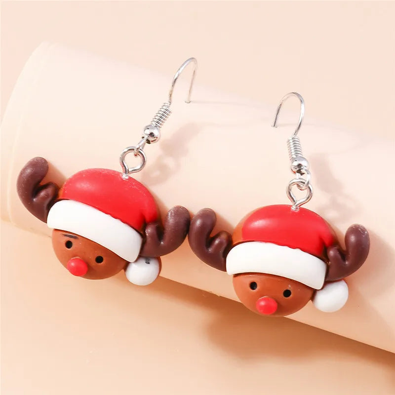 Hot Selling Mix Styles Merry Christmas Earrings Fashion Christmas Tree Deer Santa Drop Earrings New Year Jewelry Gifts