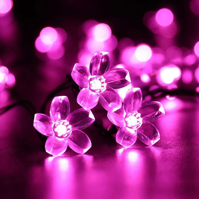 Solar Garden Light Flower Outdoor Solar  String Lights Waterproof Fairy Simulation Floral Garlands Lamp Christmas Decoration