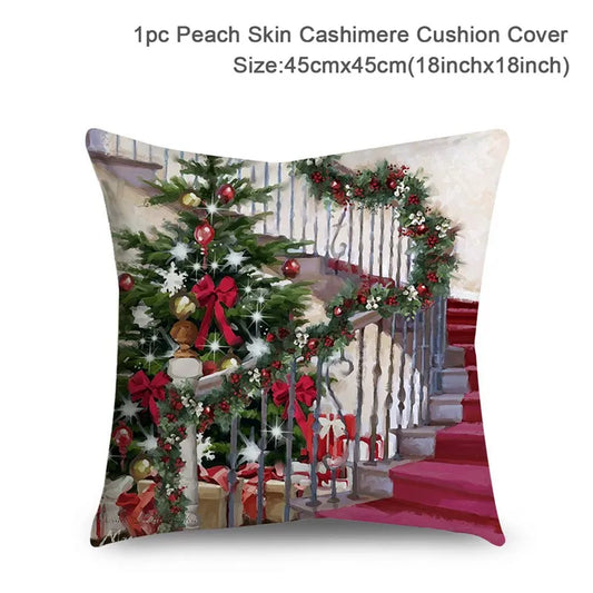 Christmas Cushion Cover Xmas Decorations For Home 2024 Merry Christmas Ornament Pillowcase Natal Navidad New Year 2025 Gifts