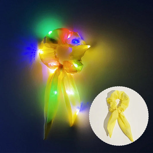 1/10 Pcs LED Luminous Scrunchies Glowing Hairband Girl Light Up Hair Scrunchy Birthday Party Headwear Supplies Hair Accessories