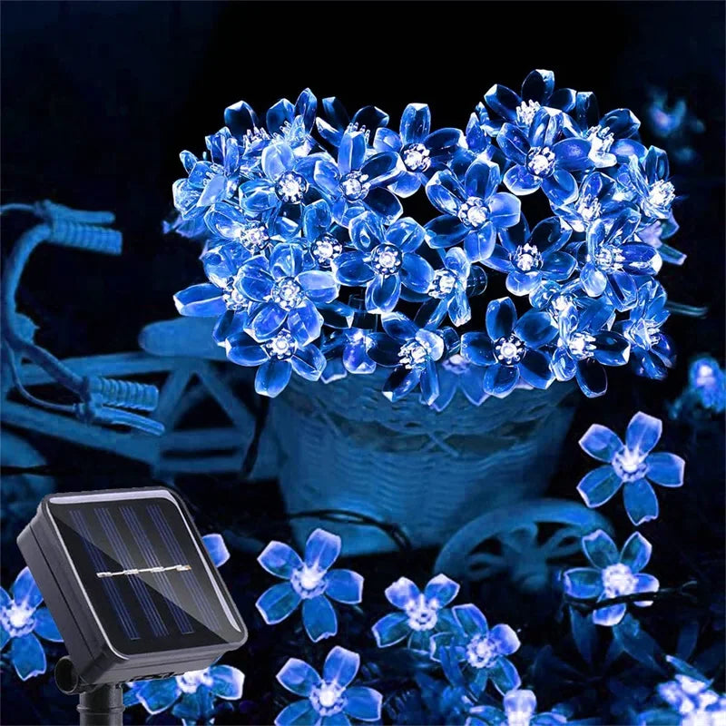 Solar Garden Light Flower Outdoor Solar  String Lights Waterproof Fairy Simulation Floral Garlands Lamp Christmas Decoration