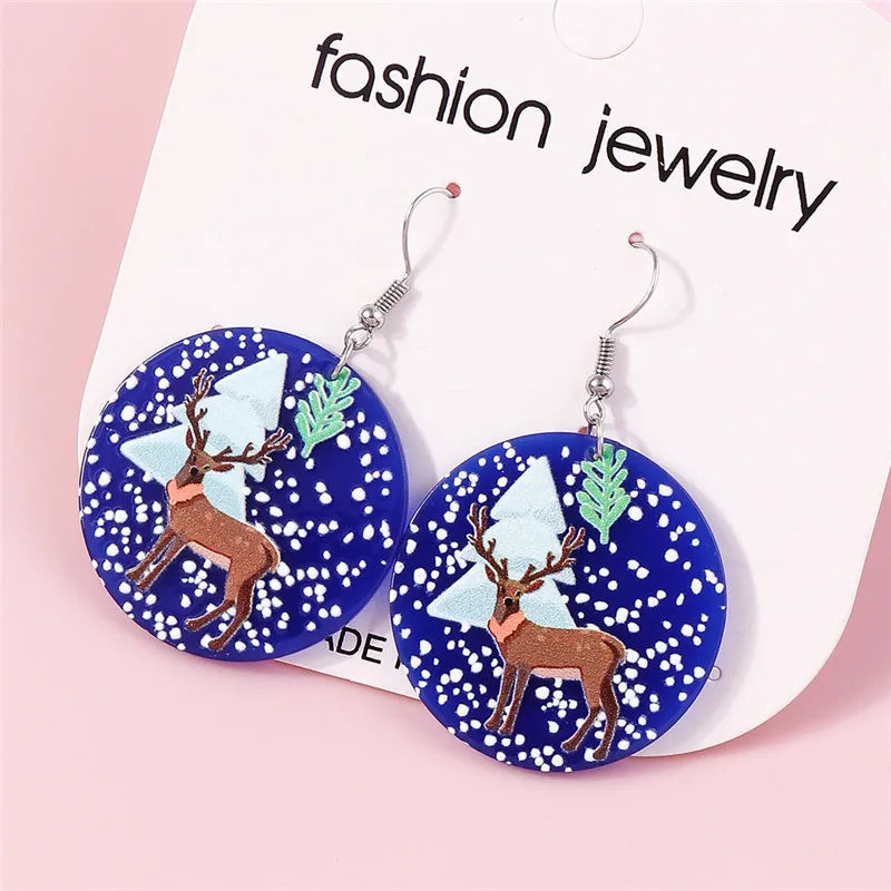 Hot Selling Mix Styles Merry Christmas Earrings Fashion Christmas Tree Deer Santa Drop Earrings New Year Jewelry Gifts