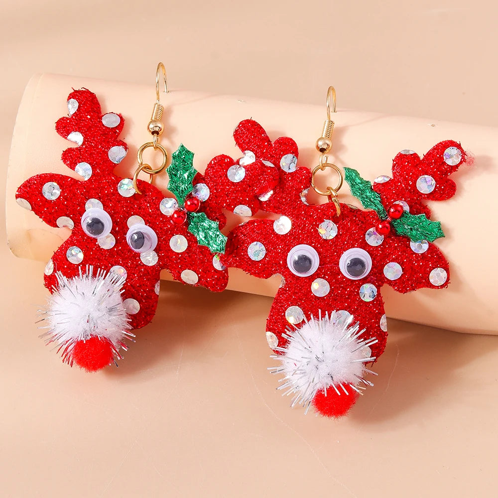 Hot Selling Mix Styles Merry Christmas Earrings Fashion Christmas Tree Deer Santa Drop Earrings New Year Jewelry Gifts