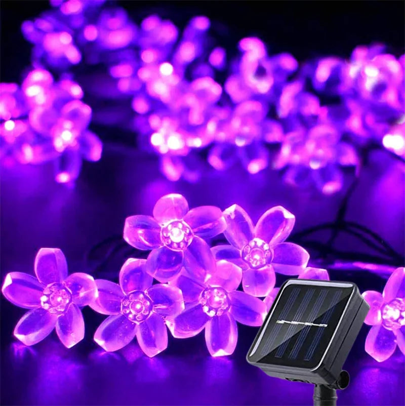 Solar Garden Light Flower Outdoor Solar  String Lights Waterproof Fairy Simulation Floral Garlands Lamp Christmas Decoration