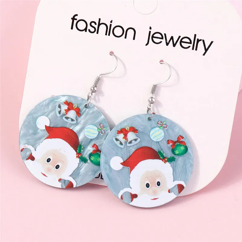 Hot Selling Mix Styles Merry Christmas Earrings Fashion Christmas Tree Deer Santa Drop Earrings New Year Jewelry Gifts