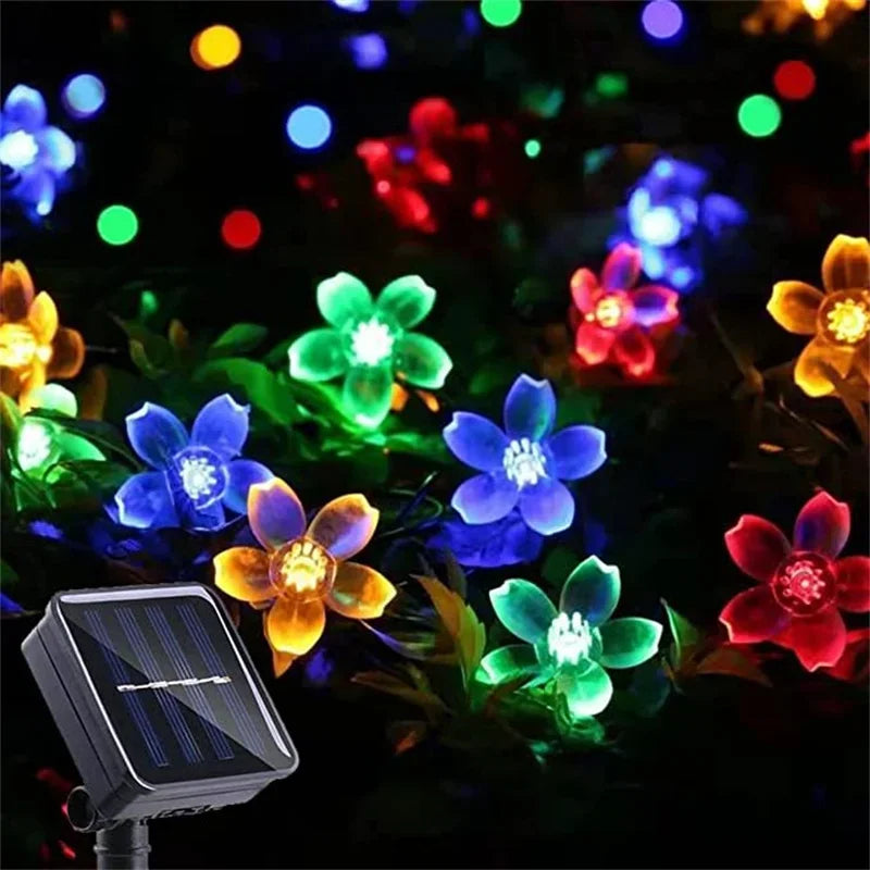 Solar Garden Light Flower Outdoor Solar  String Lights Waterproof Fairy Simulation Floral Garlands Lamp Christmas Decoration