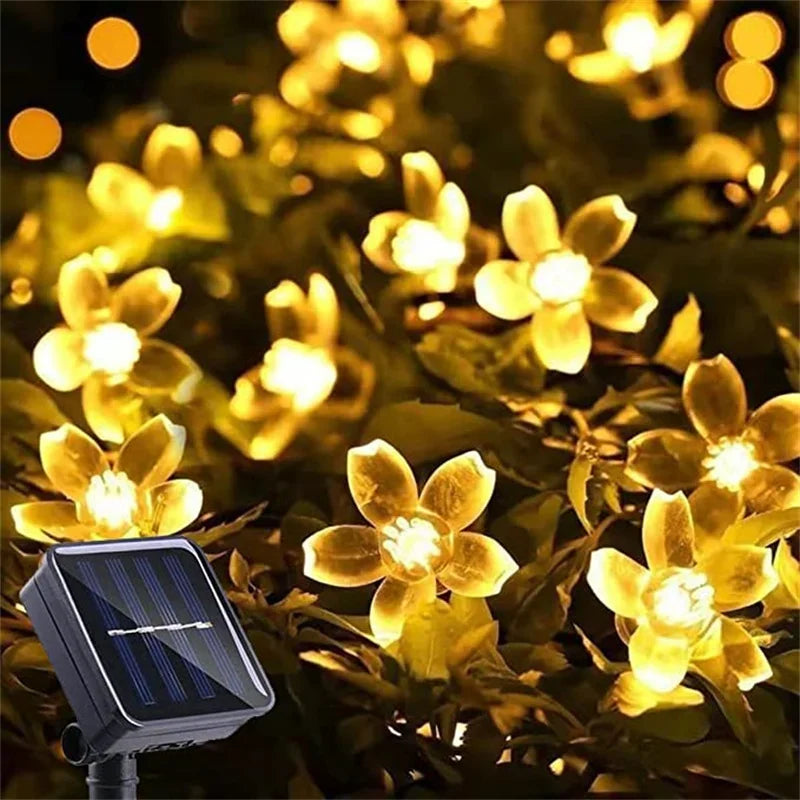 Solar Garden Light Flower Outdoor Solar  String Lights Waterproof Fairy Simulation Floral Garlands Lamp Christmas Decoration