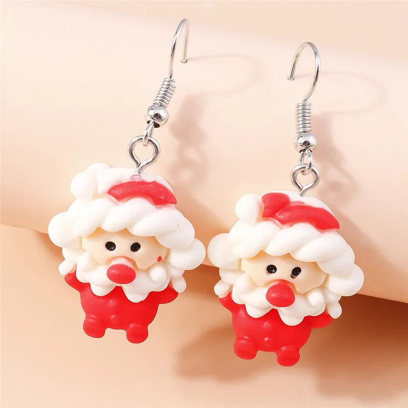 Hot Selling Mix Styles Merry Christmas Earrings Fashion Christmas Tree Deer Santa Drop Earrings New Year Jewelry Gifts