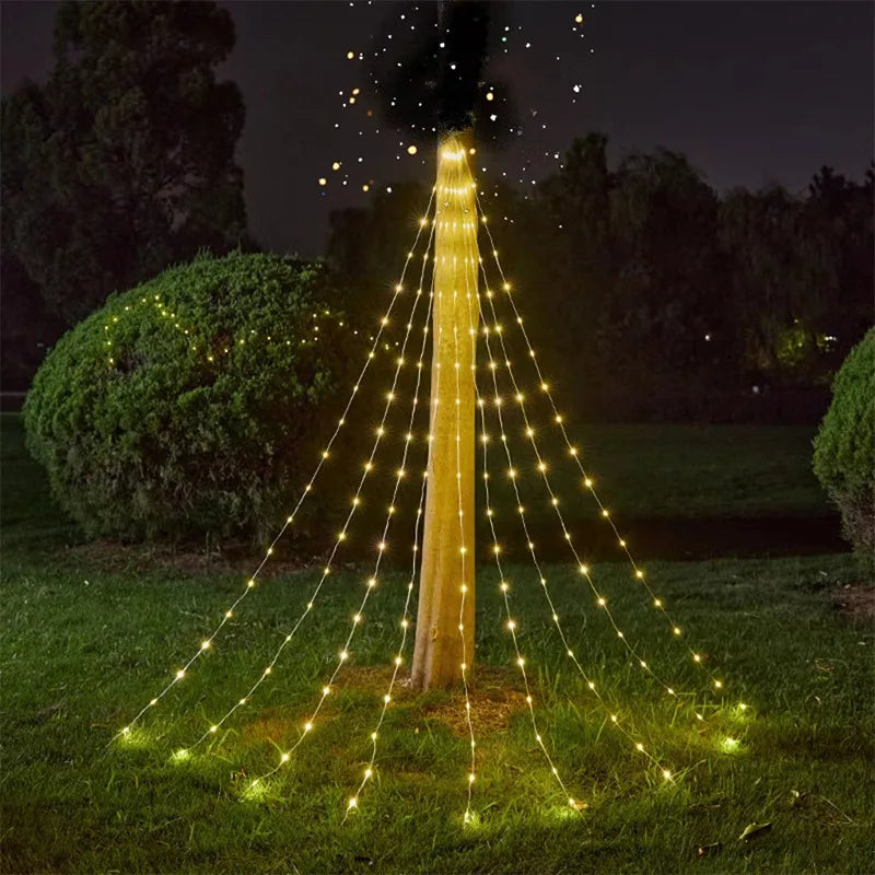 LED Star Waterfall Lights Christmas Decorations String Lights Christmas Tree Ornaments for Home 2024 Navidad Natal New Year 2025