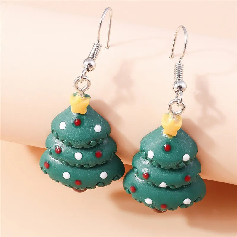 Hot Selling Mix Styles Merry Christmas Earrings Fashion Christmas Tree Deer Santa Drop Earrings New Year Jewelry Gifts