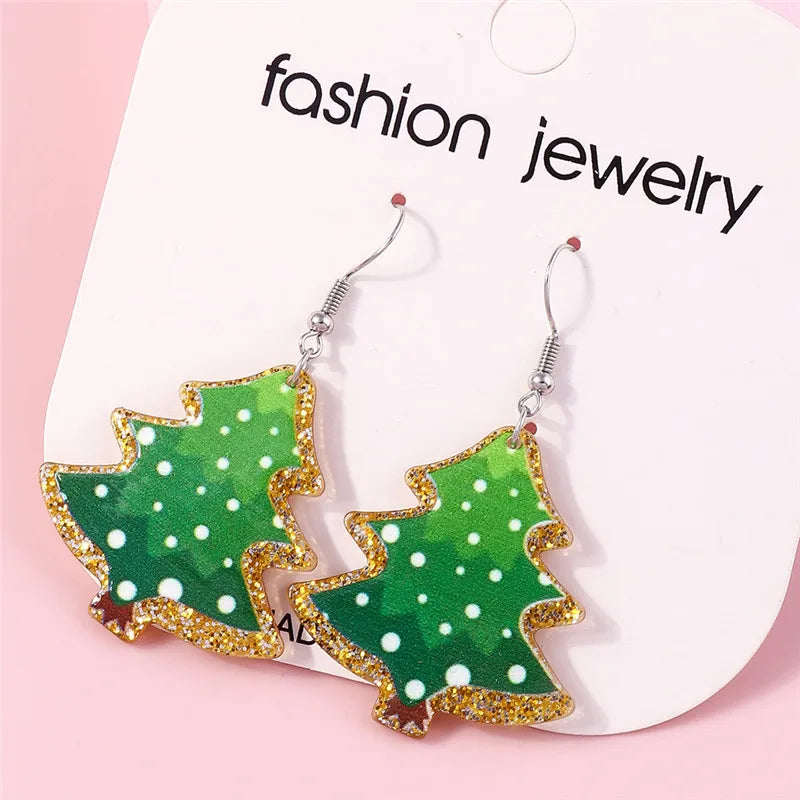 Hot Selling Mix Styles Merry Christmas Earrings Fashion Christmas Tree Deer Santa Drop Earrings New Year Jewelry Gifts