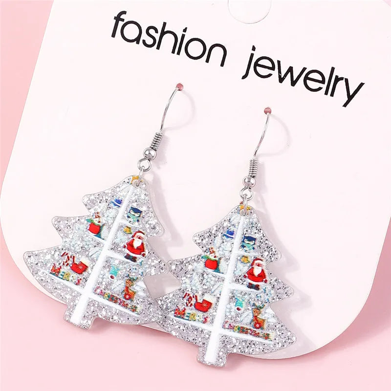 Hot Selling Mix Styles Merry Christmas Earrings Fashion Christmas Tree Deer Santa Drop Earrings New Year Jewelry Gifts