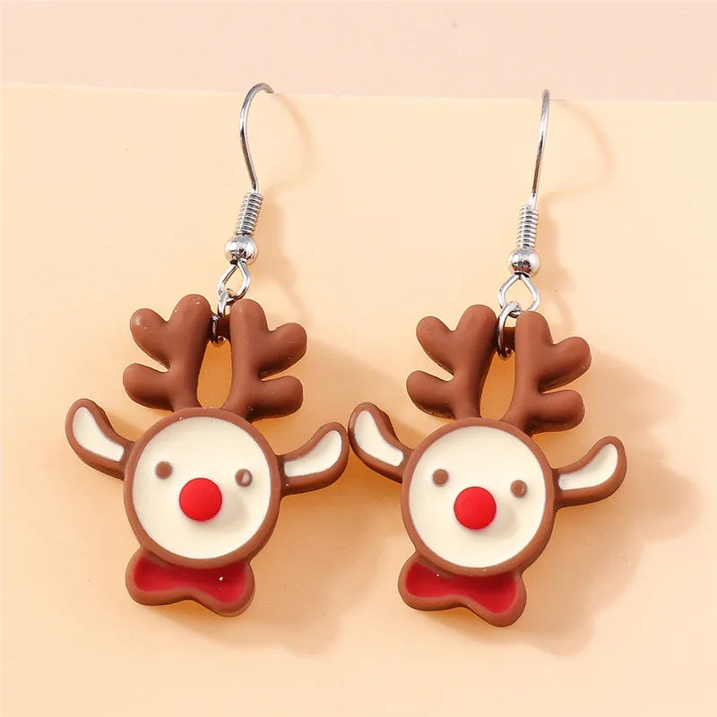 Hot Selling Mix Styles Merry Christmas Earrings Fashion Christmas Tree Deer Santa Drop Earrings New Year Jewelry Gifts