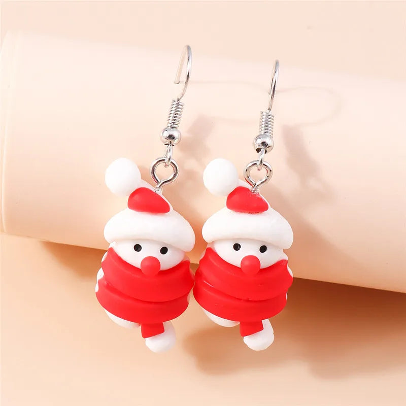 Hot Selling Mix Styles Merry Christmas Earrings Fashion Christmas Tree Deer Santa Drop Earrings New Year Jewelry Gifts