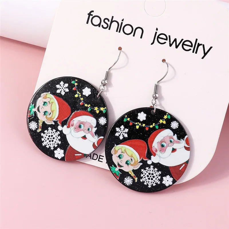 Hot Selling Mix Styles Merry Christmas Earrings Fashion Christmas Tree Deer Santa Drop Earrings New Year Jewelry Gifts