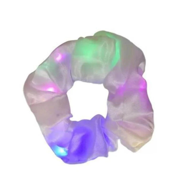 1/10 Pcs LED Luminous Scrunchies Glowing Hairband Girl Light Up Hair Scrunchy Birthday Party Headwear Supplies Hair Accessories