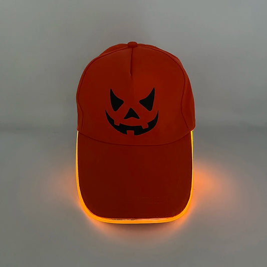 LED Light up Baseball Hat Flashing Glow Rave Party Cap Halloween trick or treat funny Pumpkin hat for man women cosplay costume